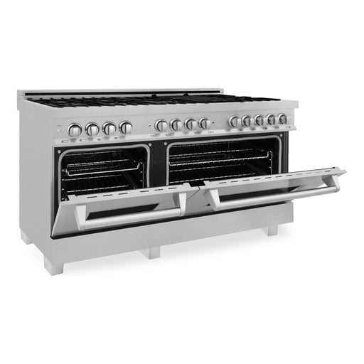 ZLINE Ranges ZLINE 60 in. Professional Gas Burner and 7.6 cu. ft. Electric Oven in DuraSnow® Stainless, RAS-SN-60
