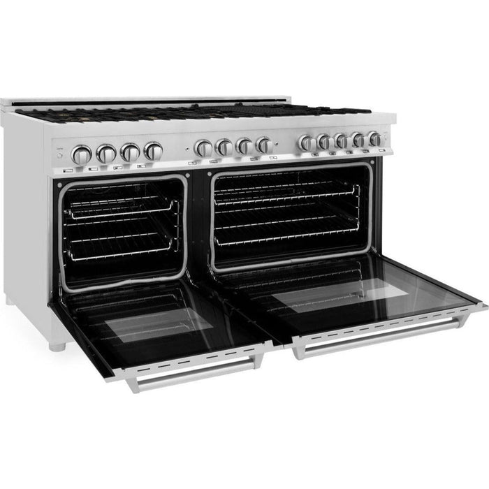 ZLINE 60 in. Professional Gas Burner with Brass Burners and 7.6 cu. ft. Electric Oven In Stainless Steel RA-BR-60