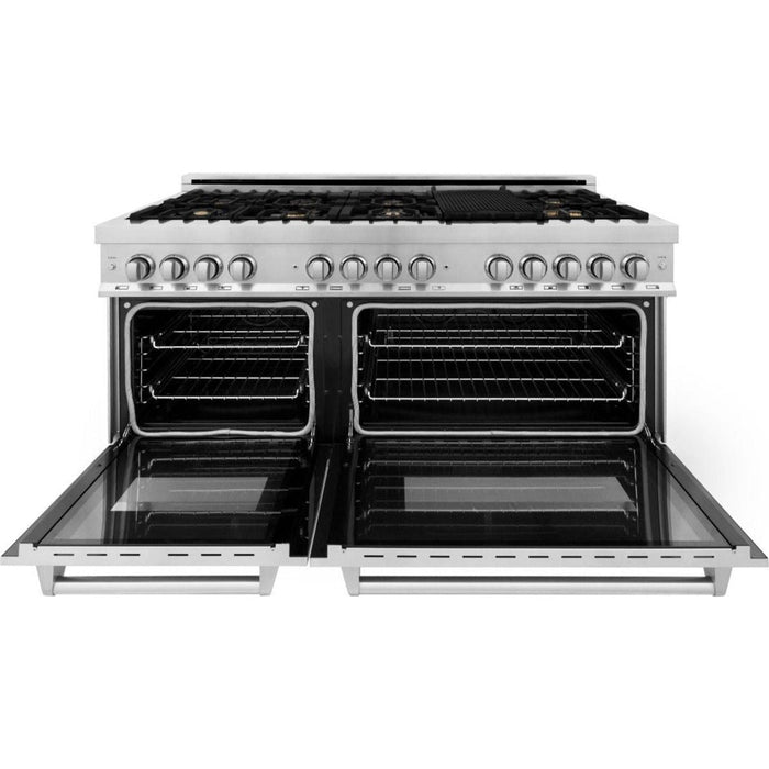 ZLINE Ranges ZLINE 60 in. Professional Gas Burner with Brass Burners and 7.6 cu. ft. Electric Oven In Stainless Steel RA-BR-60