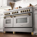 ZLINE 60 Inch Autograph Edition Dual Fuel Range in DuraSnow® Stainless Steel with Gold Accents, RASZ-SN-60-G