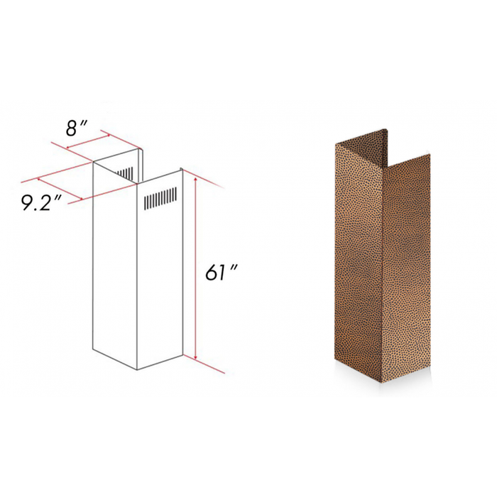 ZLINE 61 in. Copper Chimney Extension for Ceilings up to 12.5 ft, 8KBH-E