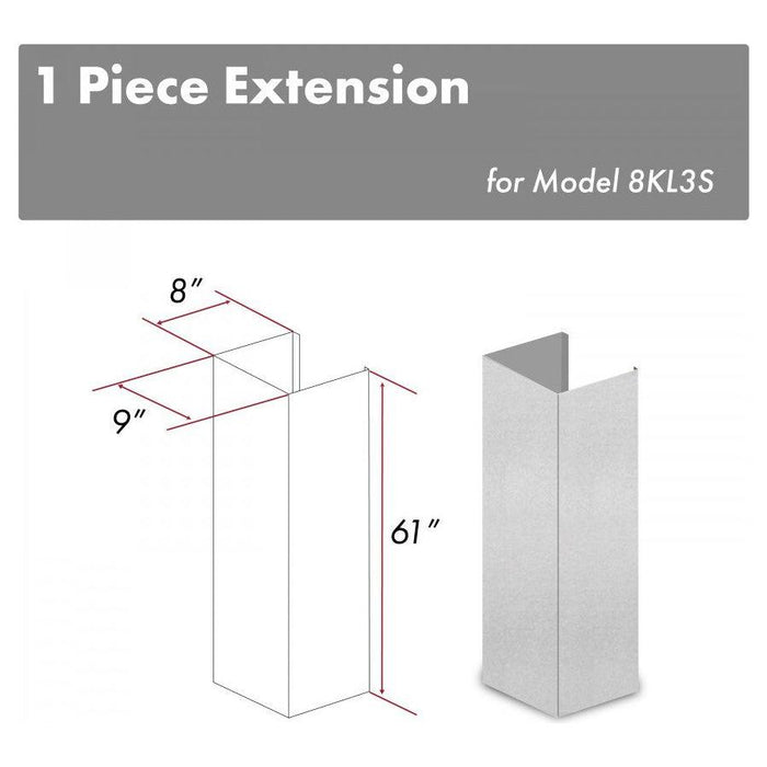 ZLINE 61 in. Snow Finished Stainless Steel Chimney Extension for Ceilings up to 12.5 ft. (8KL3S-E)