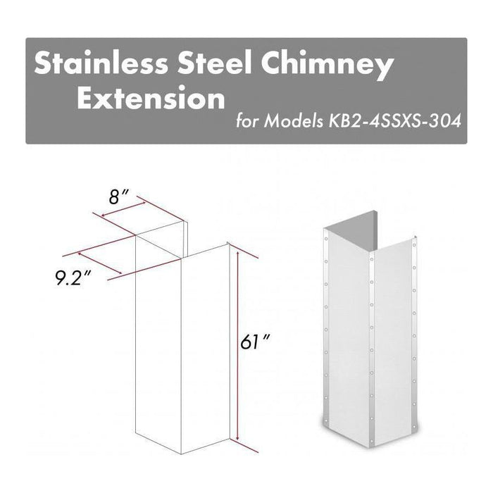 ZLINE 61 in. Stainless Steel Chimney Extension for Ceilings up to 12.5 ft, KB2-4SSXS-30-304-E