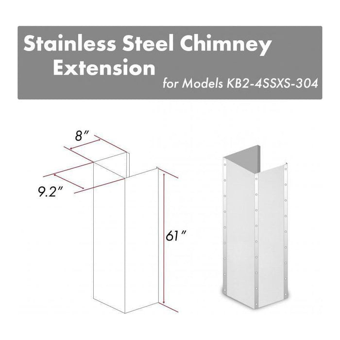 ZLINE Range Hood Accessories ZLINE 61 in. Stainless Steel Chimney Extension for Ceilings up to 12.5 ft, KB2-4SSXS-36-304-E