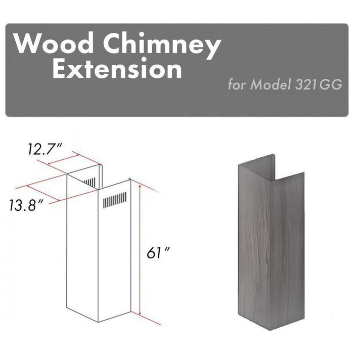 ZLINE 61 in. Wooden Chimney Extension for Ceilings up to 12.5 ft, 321GG-E