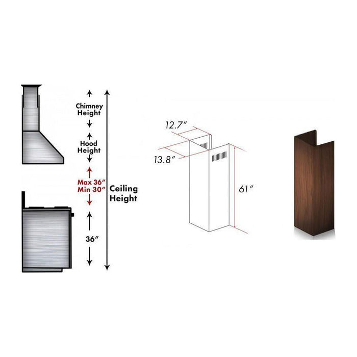 ZLINE 61 in. Wooden Chimney Extension for Ceilings up to 12.5 ft, 321RR-E