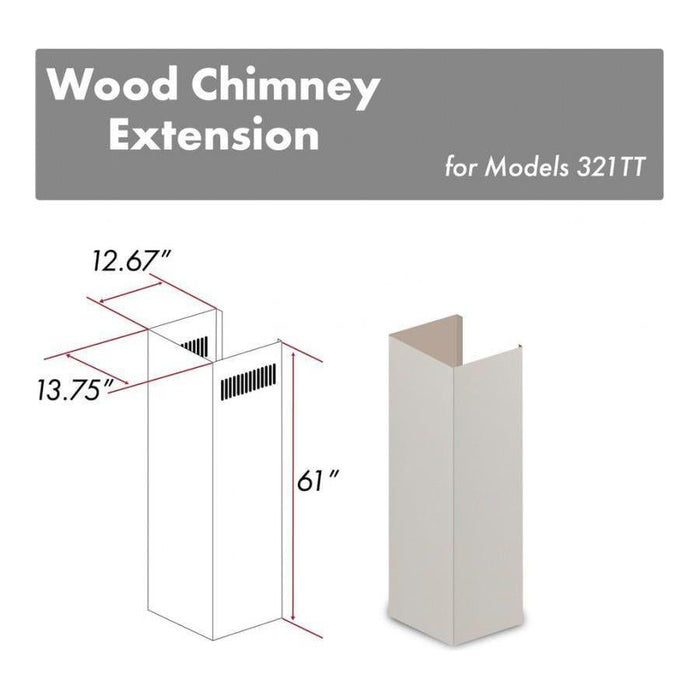 ZLINE Range Hood Accessories ZLINE 61 in. Wooden Chimney Extension for Ceilings up to 12.5 ft, 321TT-E