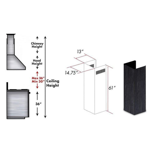 ZLINE Range Hood Accessories ZLINE 61 in. Wooden Chimney Extension for Ceilings up to 12.5 ft, 349DD-E