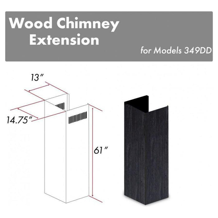 ZLINE 61 in. Wooden Chimney Extension for Ceilings up to 12.5 ft, 349DD-E