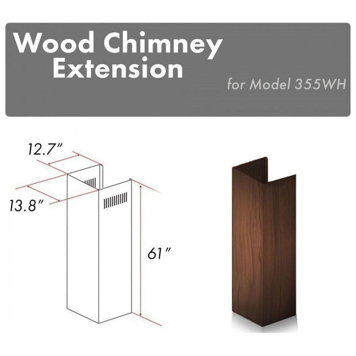 ZLINE 61 in. Wooden Chimney Extension for Ceilings up to 12.5 ft, 355WH-E