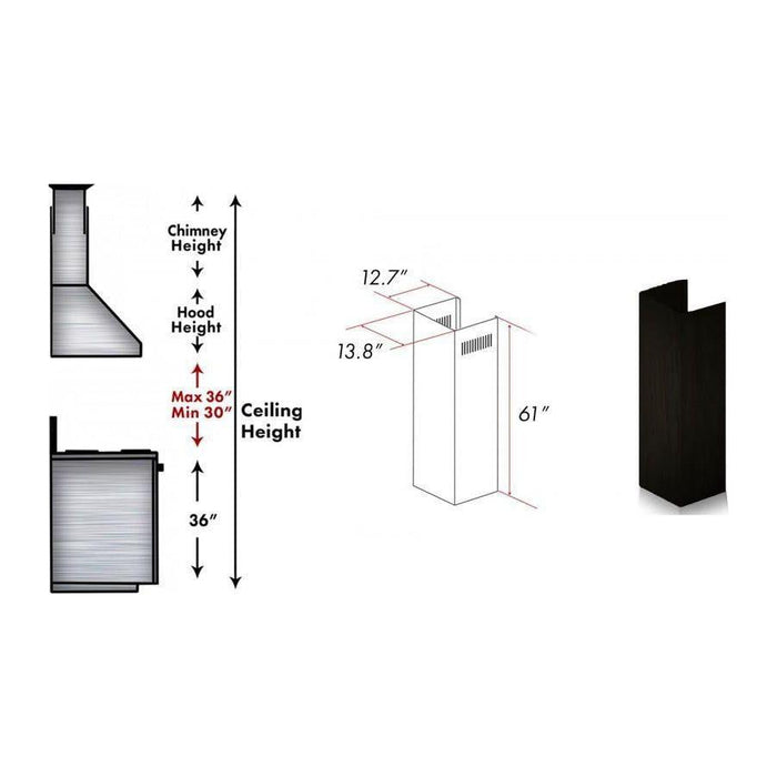 ZLINE 61 in. Wooden Chimney Extension for Ceilings up to 12.5 ft, 373AA-E