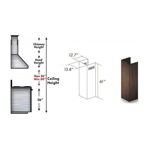 ZLINE 61 in. Wooden Chimney Extension for Ceilings up to 12.5 ft, 373NN-E