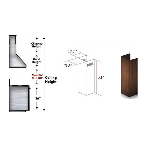 ZLINE 61 in. Wooden Chimney Extension for Ceilings up to 12.5 ft, 393AH-E