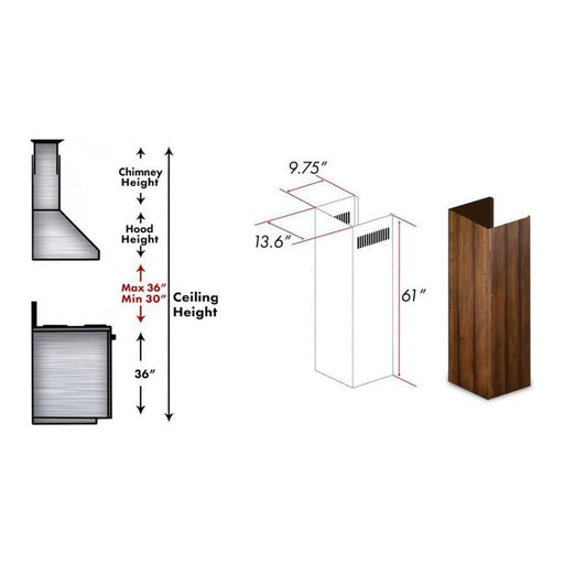 ZLINE Range Hood Accessories ZLINE 61 in. Wooden Chimney Extension for Ceilings up to 12.5 ft, KPLL-E