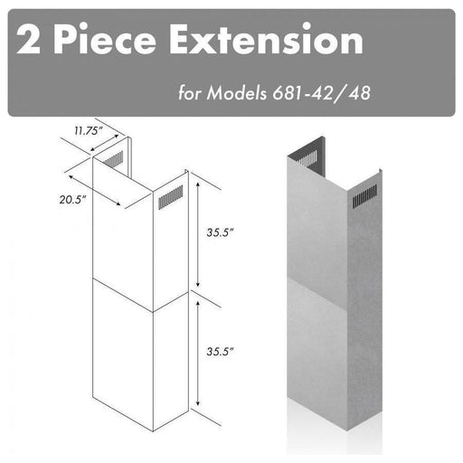 ZLINE Range Hood Accessories ZLINE 71 in. Chimney Extension for Ceilings up to 12 ft, 2PCEXT-681-42/48