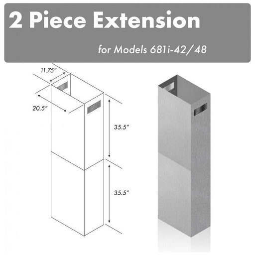 ZLINE Range Hood Accessories ZLINE 71 in. Chimney Extension for Ceilings up to 12 ft, 2PCEXT-681i-42/48