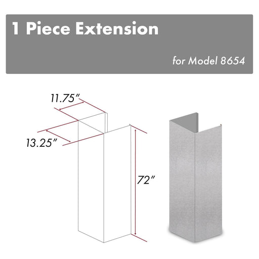 ZLINE 72 in. DuraSnow® Finished Stainless Steel Chimney Extension for Ceilings up to 12.5 ft., 8654-E