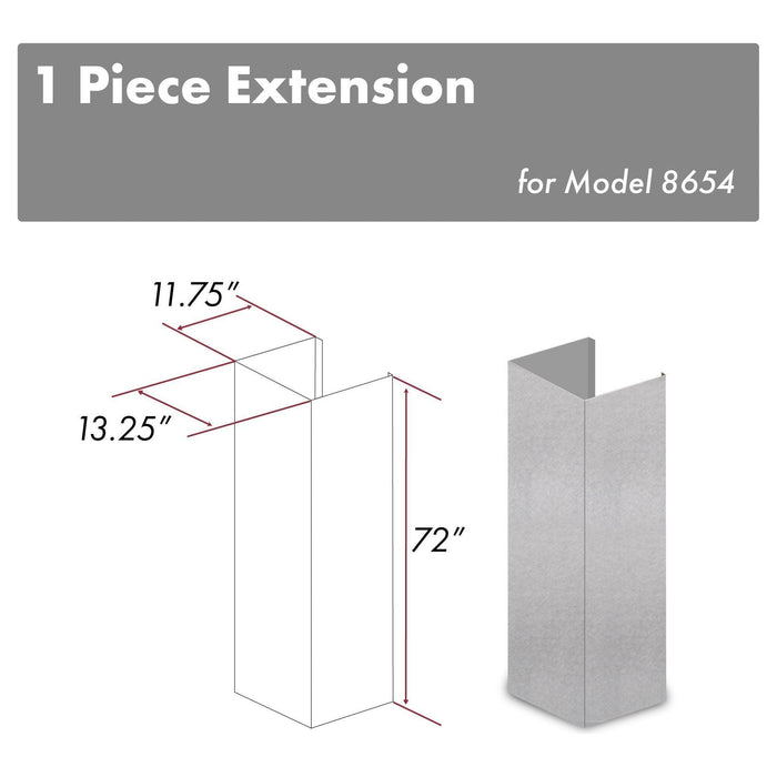 ZLINE 72 in. DuraSnow® Stainless Steel Extended Chimney for 12.5ft Ceiling (8654-E)