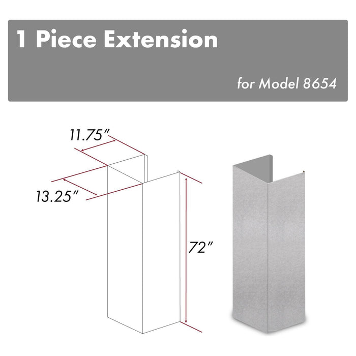 ZLINE Range Hood Accessories ZLINE 72 in. DuraSnow® Stainless Steel Extended Chimney for 12.5ft Ceiling (8654-E)