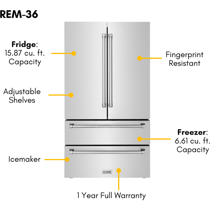 ZLINE Appliance Bundle- 48 in. Dual Fuel Range, Range Hood, 3 Rack Dishwasher, Refrigerator, Bundle-4KPR-RARH48-DWV