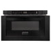 ZLINE Appliance Bundle - 48 in. Dual Fuel Range, Range Hood, Microwave Drawer, Refrigerator in Black Stainless, Bundle-4KPR-RABRH48-MW