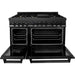 ZLINE Appliance Bundle - 48 in. Dual Fuel Range, Range Hood, Microwave Drawer, Refrigerator in Black Stainless, Bundle-4KPR-RABRH48-MW