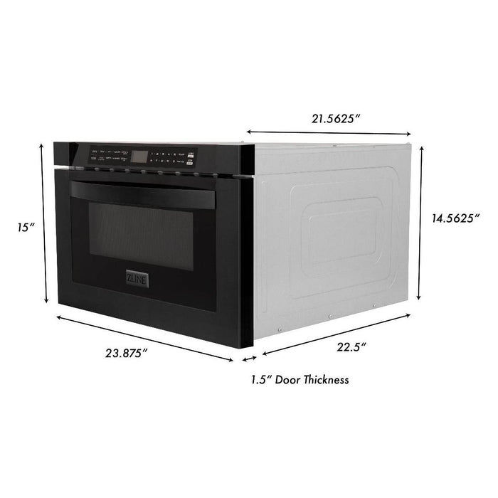 ZLINE Kitchen Appliance Packages ZLINE Appliance Bundle - 48 In. Gas Range, Refrigerator, Range Hood, Microwave Drawer in Black Stainless Steel, Bundle-4KPR-RGBRH48-MW