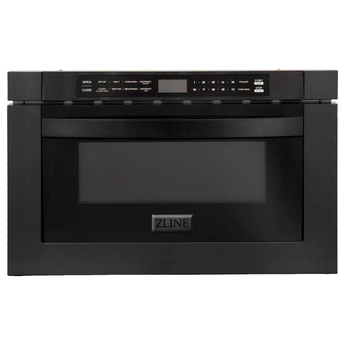 ZLINE Kitchen Appliance Packages ZLINE Appliance Package - 30" Gas Burner/Electric Oven, Microwave, Range Hood, Refrigerator With Water And Ice Dispenser, Dishwasher In Black Stainless Steel, 5KPRW-RABRH30-MWDWV