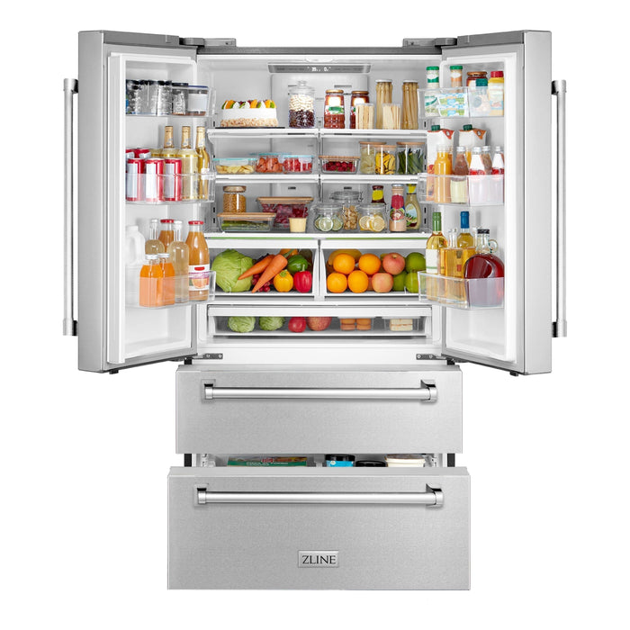 ZLINE Appliance Package - 30 in. Dual Fuel Range, Over-the-Range Microwave, 3 Rack Dishwasher, Refrigerator, 4KPR-RAOTRH30-DWV