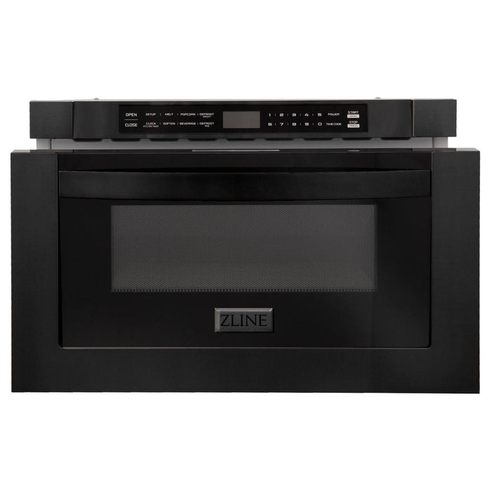 ZLINE Appliance Package - 30 In. Dual Fuel Range, Range Hood, Microwave and Dishwasher in Black Stainless Steel, 4KP-RABRH30-MWDWV