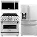 ZLINE Appliance Package - 30 In. Dual Fuel Range, Refrigerator with Water and Ice Dispenser, Over the Range Microwave, 3KPRW-RAOTRH30