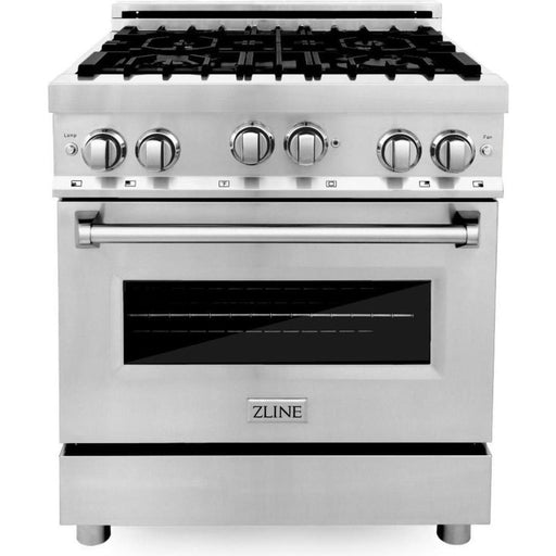 ZLINE Appliance Package - 30 in. Gas Range, Over-the-Range Microwave, Refrigerator, 3KPR-RGOTRH30