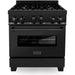 ZLINE Appliance Package - 30 In. Gas Range, Range Hood, Dishwasher in Black Stainless Steel, 3KP-RGBRH30-DWV