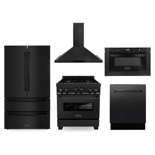 ZLINE Kitchen Appliance Packages ZLINE Appliance Package - 30 in. Gas Range, Range Hood, Microwave Oven, Dishwasher, Refrigerator, 5KPR-RGBRH-MWDWV