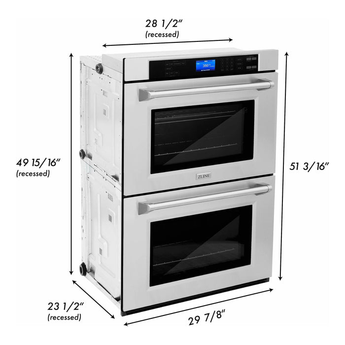 ZLINE Kitchen Appliance Packages ZLINE Appliance Package - 30 In. Gas Rangetop, Range Hood, Refrigerator with Water and Ice Dispenser, Dishwasher and Double Wall Oven in Stainless Steel, 5KPRW-RTRH30-AWDDWV