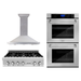 ZLINE Appliance Package - 30 in. Professional Double Wall Oven, 36 in. Rangetop, Range Hood In DuraSnow® Stainless Steel, 3KP-RTSRH36-AWD