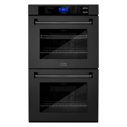 ZLINE Appliance Package - 30 in. Professional Double Wall Oven, 48 in. Rangetop, Range Hood In Black Stainless Steel, 3KP-RTBRH48-AWD