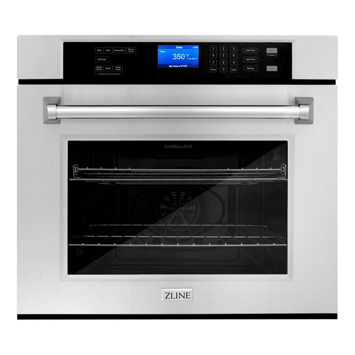 ZLINE Kitchen Appliance Packages ZLINE Appliance Package - 30 In. Rangetop, Range Hood, Refrigerator with Water and Ice Dispenser and Wall Oven in Stainless Steel, 4KPRW-RTRH30-AWS