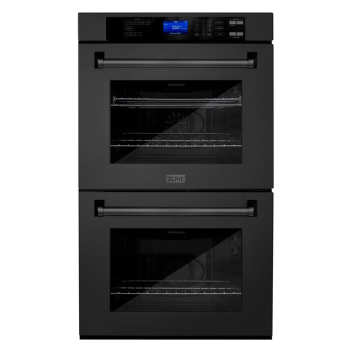 ZLINE Kitchen Appliance Packages ZLINE Appliance Package - 30" Professional Double Wall Oven, 30" Rangetop, Over The Range Convection Microwave With Traditional Handle In Black Stainless Steel, 3KP-RTBOTRH30-AWD