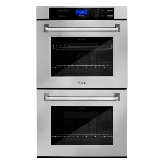 ZLINE Appliance Package - 30" Professional Double Wall Oven, 36" Rangetop, Range Hood In Stainless Steel, 3KP-RTRH36-AWD