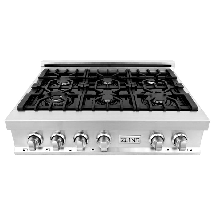 ZLINE Appliance Package - 30" Professional Double Wall Oven, 36" Rangetop, Range Hood In Stainless Steel, 3KP-RTRH36-AWD