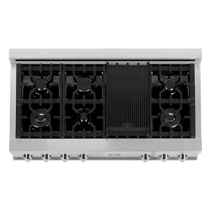 ZLINE Appliance Package - 30" Professional Double Wall Oven, 48" Rangetop, Range Hood In Stainless Steel, 3KP-RTRH48-AWD