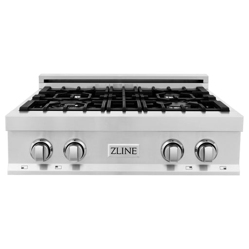ZLINE Kitchen Appliance Packages ZLINE Appliance Package - 30" Rangetop, Over The Range Convection Microwave With Modern Handle In Stainless Steel, 2KP-RTOTR30