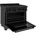 ZLINE Kitchen Appliance Packages ZLINE Appliance Package - 36" Gas Burner/Electric Oven, Range Hood, Refrigerator With Water And Ice Dispenser, Dishwasher And Microwave In Black Stainless Steel, 5KPRW-RABRH36-MWDWV