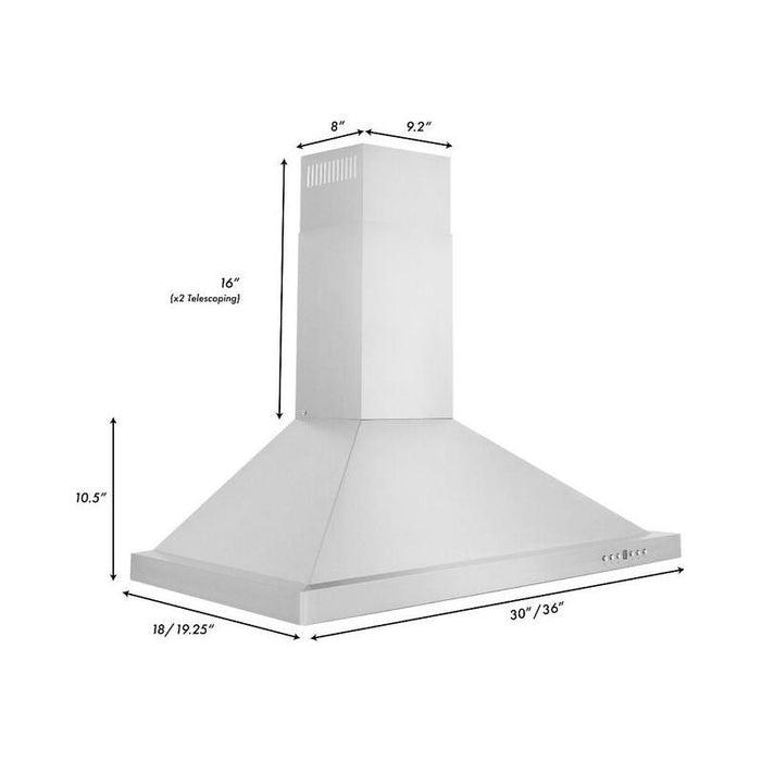 ZLINE Appliance Package - 36 In. Dual Fuel Range, Range Hood, Microwave Drawer, Dishwasher, Refrigerator with Water and Ice Dispenser, 5KPRW-RARH36-MWDWV