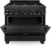 ZLINE Appliance Package - 36 in. Duel Fuel Range, Range Hood, Microwave Drawer, Dishwasher, Refrigerator, 5KPR-RABRH36-MWDWV