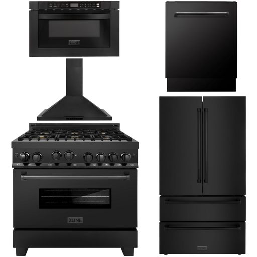 ZLINE Kitchen Appliance Packages ZLINE Appliance Package - 36 in. Gas Range, Range Hood, Microwave Oven, Dishwasher, Refrigerator, 5KPR-RGBRH36-MWDWV
