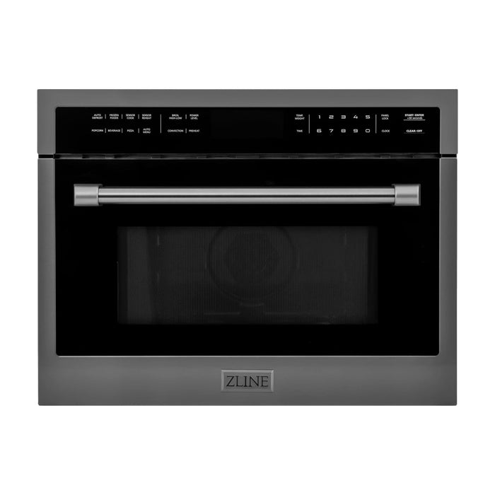 ZLINE Appliance Package - 36 In. Gas Range with Brass Burners, Range Hood, Microwave Oven in Black Stainless Steel, 3KP-RGBRHMWO-36