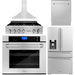 ZLINE Appliance Package - 36 In. Gas Rangetop, Range Hood, Refrigerator with Water and Ice Dispenser, Dishwasher and Wall Oven in Stainless Steel, 5KPRW-RTRH36-AWSDWV