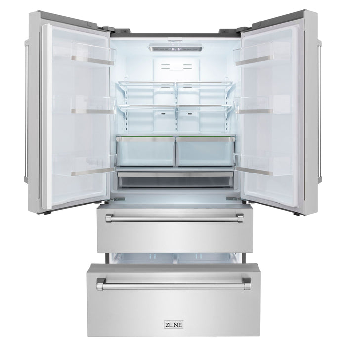 ZLINE Kitchen Appliance Packages ZLINE Appliance Package - 36 In. Rangetop, 30 In. Wall Oven, Refrigerator and 30 In. Microwave Oven in Stainless Steel, 4KPR-RT36-MWAWS